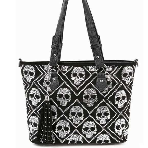 Bling Skull Fringe Tassel Tote - Picture 1 of 6